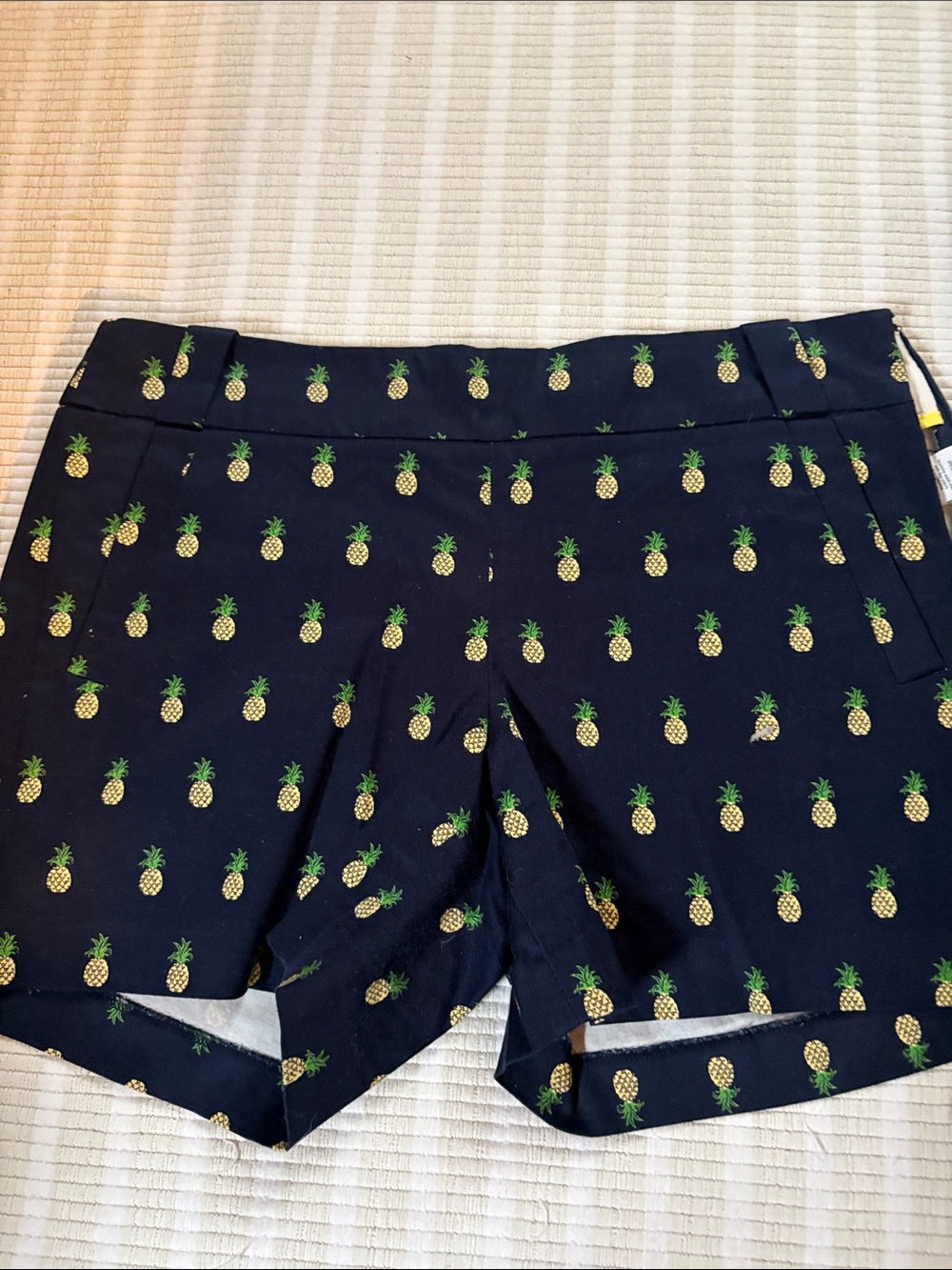 J. Crew Navy Pineapple Motif High-Waist Shorts
